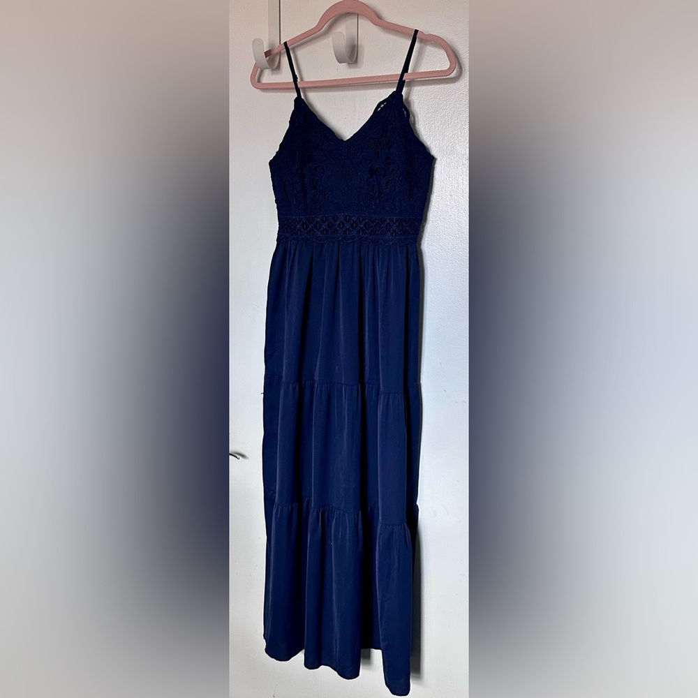 Dokuritu Women's Navy Tiered Maxi Dress